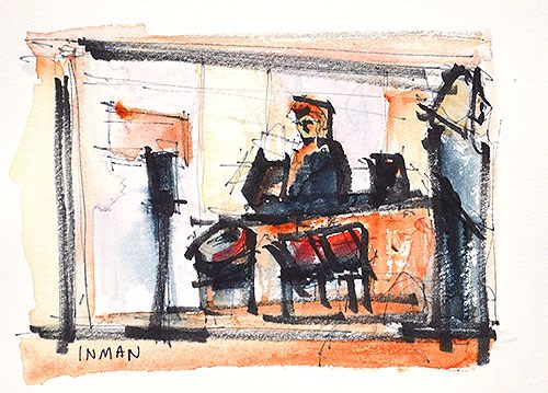 "Saturday at Starbucks" original fine art by Kevin Inman "Saturday at Starbucks" original fine art by Kevin Inman