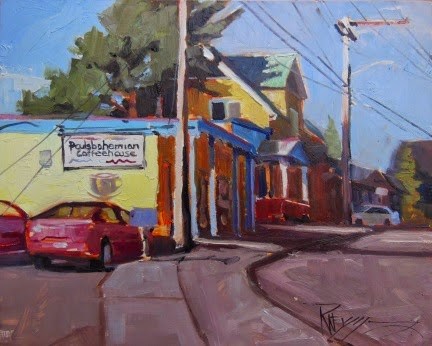 "The Poulsbohemian plein air, urban oil painting by Robin Weiss" original fine art by Robin Weiss "The Poulsbohemian plein air, urban oil painting by Robin Weiss" original fine art by Robin Weiss