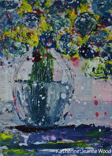 "Blue flower painting No 142" original fine art by Katie Jeanne Wood "Blue flower painting No 142" original fine art by Katie Jeanne Wood