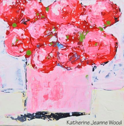 "Pink cottage chic floral painting No 159" original fine art by Katie Jeanne Wood "Pink cottage chic floral painting No 159" original fine art by Katie Jeanne Wood