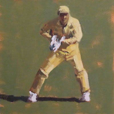 "WICKET KEEPER -Cricket at the MCG" original fine art by Helen Cooper "WICKET KEEPER -Cricket at the MCG" original fine art by Helen Cooper
