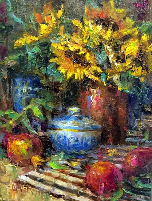 "Sunflowers and Workshop Info" original fine art by Julie Ford Oliver "Sunflowers and Workshop Info" original fine art by Julie Ford Oliver