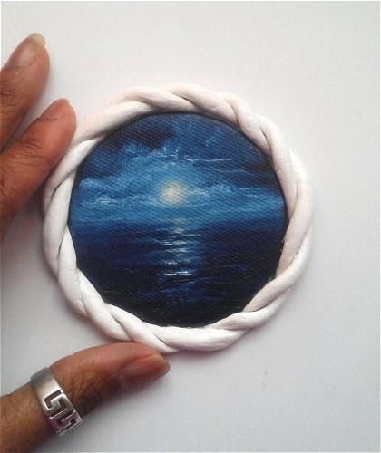 "Mini Night Seascape" original fine art by Camille Morgan "Mini Night Seascape" original fine art by Camille Morgan