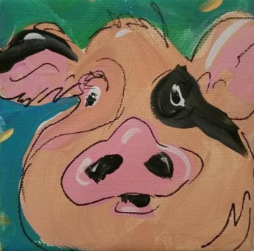 "Chunky Pig" original fine art by Terri Einer "Chunky Pig" original fine art by Terri Einer
