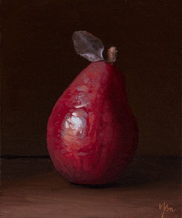 "Red Pear with Leaf" original fine art by Abbey Ryan "Red Pear with Leaf" original fine art by Abbey Ryan