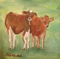 "Friendly Calves" original fine art by J H Graves "Friendly Calves" original fine art by J H Graves
