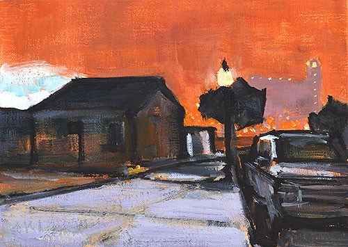 "East Village, Night" original fine art by Kevin Inman "East Village, Night" original fine art by Kevin Inman