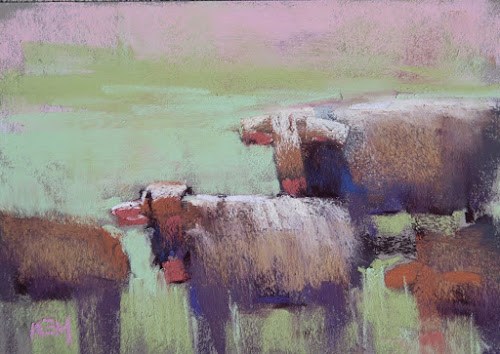 "Painter's Passport France Expedition ... Cows and Wheat" original fine art by Karen Margulis "Painter's Passport France Expedition ... Cows and Wheat" original fine art by Karen Margulis
