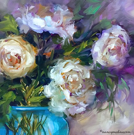 "The Moment - White Peonies" original fine art by Nancy Medina "The Moment - White Peonies" original fine art by Nancy Medina