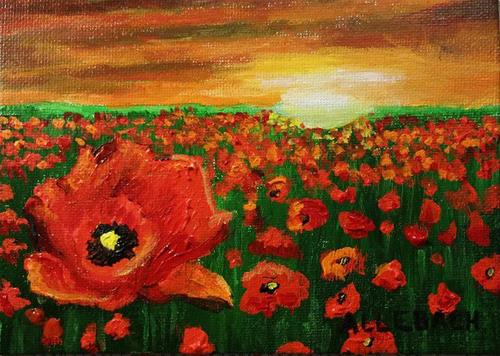 "Sunset Poppies" original fine art by Jo Allebach "Sunset Poppies" original fine art by Jo Allebach