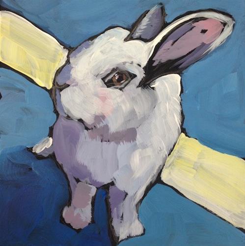 "White Stripe Bunny" original fine art by Kat Corrigan "White Stripe Bunny" original fine art by Kat Corrigan