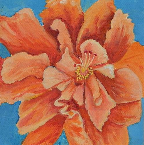 "Orange Double Hibiscus" original fine art by Gloria Urban "Orange Double Hibiscus" original fine art by Gloria Urban