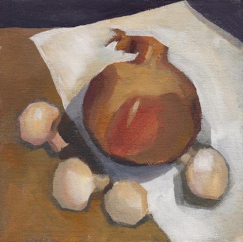 "Onion and Button Mushrooms" original fine art by J M Needham "Onion and Button Mushrooms" original fine art by J M Needham