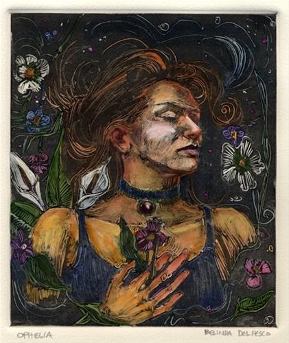 "Monotype: Ophelia (& a survey of Printmaking inks)" original fine art by Belinda Del Pesco "Monotype: Ophelia (& a survey of Printmaking inks)" original fine art by Belinda Del Pesco