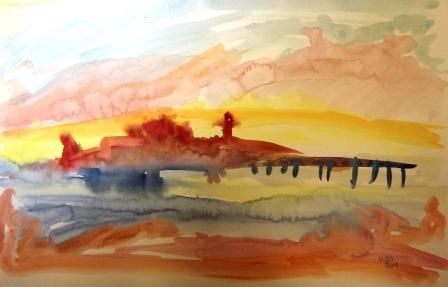 "Lighthouse at Dawn" original fine art by Nancy Hall "Lighthouse at Dawn" original fine art by Nancy Hall