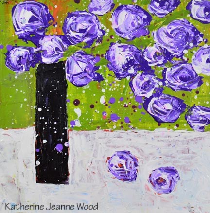 "Purple flower painting No 132" original fine art by Katie Jeanne Wood "Purple flower painting No 132" original fine art by Katie Jeanne Wood