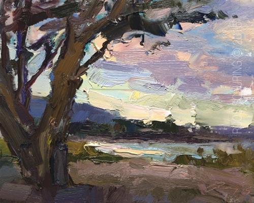 "Carmel Beach – See Through Tree – Morning Light" original fine art by Roos Schuring "Carmel Beach – See Through Tree – Morning Light" original fine art by Roos Schuring