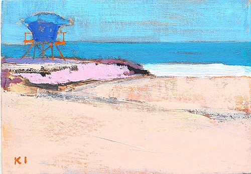 "Lifeguard Tower, Ocean Beach" original fine art by Kevin Inman "Lifeguard Tower, Ocean Beach" original fine art by Kevin Inman