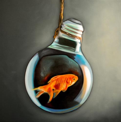 "Goldfish Light Bulb" original fine art by Lauren Pretorius "Goldfish Light Bulb" original fine art by Lauren Pretorius