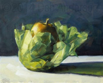 "Oil Painting: Wrapped Pear" original fine art by Deb Anderson "Oil Painting: Wrapped Pear" original fine art by Deb Anderson