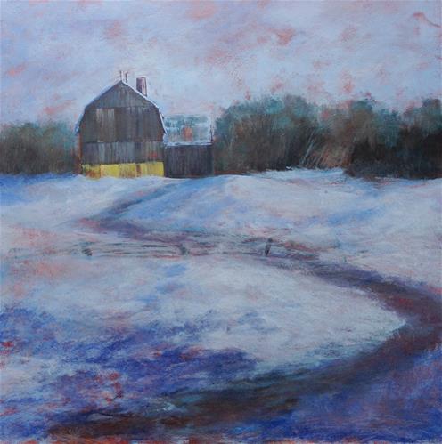"Blue Time with Barn | 20x20" original fine art by Eileen Hennemann "Blue Time with Barn | 20x20" original fine art by Eileen Hennemann