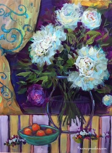 "Butterfly Aperitif White Peonies - Nancy Medina Art Videos and Classes" original fine art by Nancy Medina "Butterfly Aperitif White Peonies - Nancy Medina Art Videos and Classes" original fine art by Nancy Medina