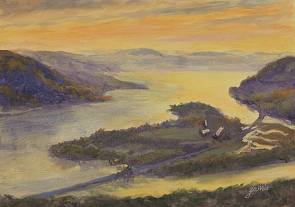 "Sunrise Glare on the Hudson" original fine art by Jamie Williams Grossman "Sunrise Glare on the Hudson" original fine art by Jamie Williams Grossman