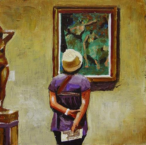 "Ballerina- Woman Enjoying A Painting By Edgar Degas" original fine art by Gerard Boersma "Ballerina- Woman Enjoying A Painting By Edgar Degas" original fine art by Gerard Boersma