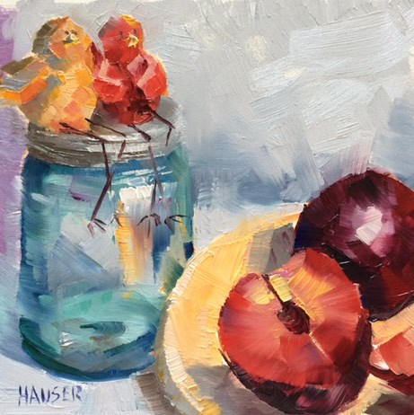 "Plum Happy" original fine art by Alice Hauser "Plum Happy" original fine art by Alice Hauser