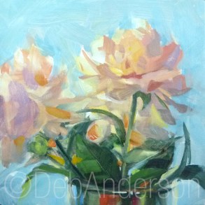 "Oil Painting: Backlit Peonies" original fine art by Deb Anderson "Oil Painting: Backlit Peonies" original fine art by Deb Anderson
