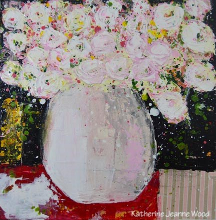 "White Cottage Chic Roses Painting No 107" original fine art by Katie Jeanne Wood "White Cottage Chic Roses Painting No 107" original fine art by Katie Jeanne Wood