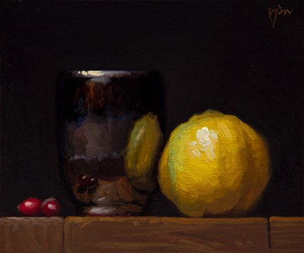 "Handmade Cup with Quince and Cranberries (+ Live Painting Demo Details)" original fine art by Abbey Ryan "Handmade Cup with Quince and Cranberries (+ Live Painting Demo Details)" original fine art by Abbey Ryan