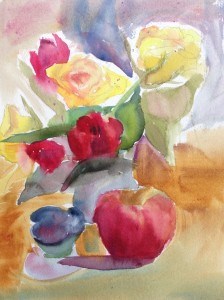 "Roses and Tulips Still Life" original fine art by Maria Peagler "Roses and Tulips Still Life" original fine art by Maria Peagler