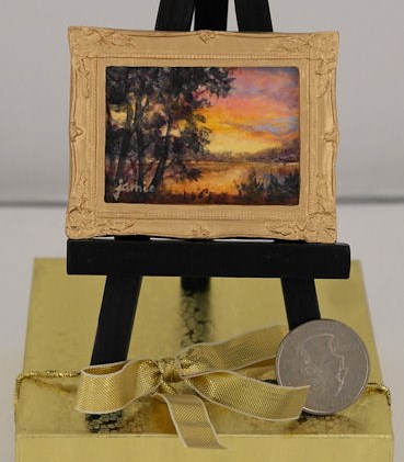 "Miniature Hudson River School Sunset — Jamie’s Jewels" original fine art by Jamie Williams Grossman "Miniature Hudson River School Sunset — Jamie’s Jewels" original fine art by Jamie Williams Grossman