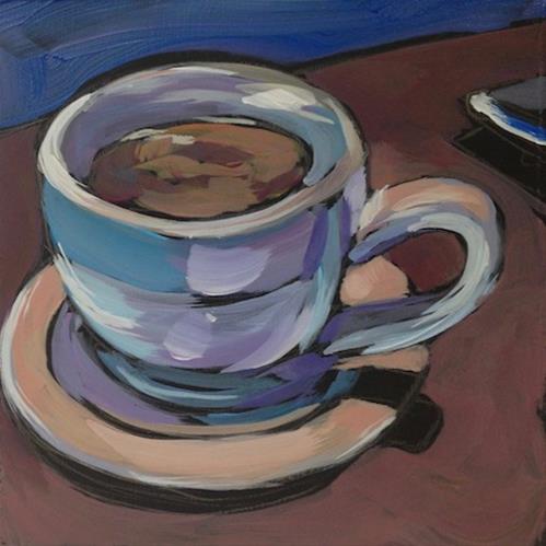 "Coffee at Cafe Maude, Third Cup" original fine art by Kat Corrigan "Coffee at Cafe Maude, Third Cup" original fine art by Kat Corrigan