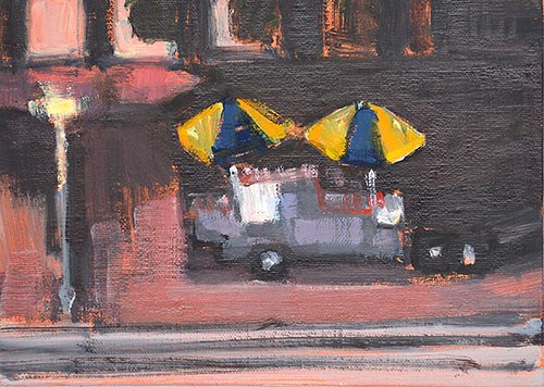 "Hot Dog Stand at Night" original fine art by Kevin Inman "Hot Dog Stand at Night" original fine art by Kevin Inman