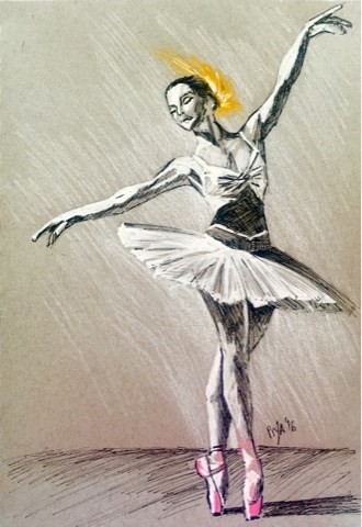 "Yellow Feather Ballerina" original fine art by Piya Samant "Yellow Feather Ballerina" original fine art by Piya Samant