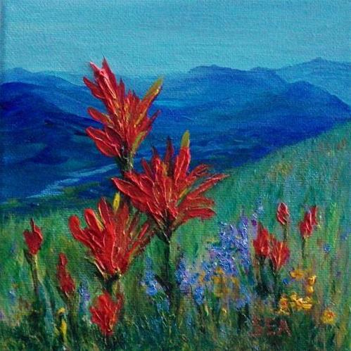 "2005 - Alpine Meadow - Miniature Masterpiece" original fine art by Sea Dean "2005 - Alpine Meadow - Miniature Masterpiece" original fine art by Sea Dean