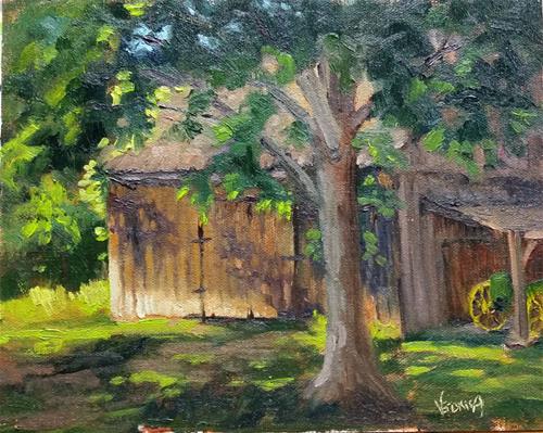 "Barn Shadows-en plein air" original fine art by Veronica Brown "Barn Shadows-en plein air" original fine art by Veronica Brown