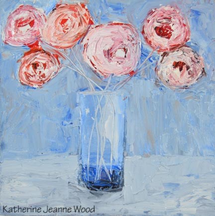 "Pink and white cottage chic roses No 127" original fine art by Katie Jeanne Wood "Pink and white cottage chic roses No 127" original fine art by Katie Jeanne Wood