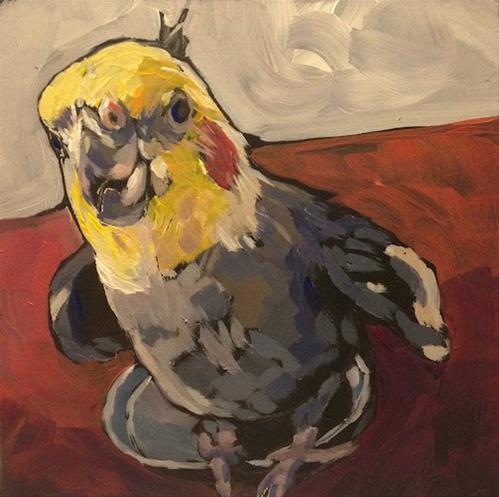 "March 7, Greybird" original fine art by Kat Corrigan "March 7, Greybird" original fine art by Kat Corrigan
