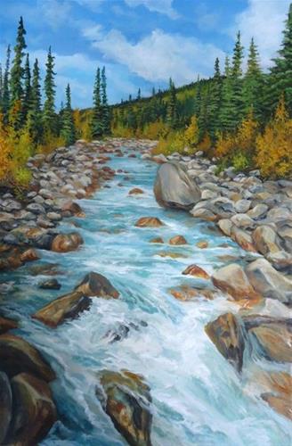 "Boulder Creek, South Canol Yukon" original fine art by Jackie Irvine "Boulder Creek, South Canol Yukon" original fine art by Jackie Irvine