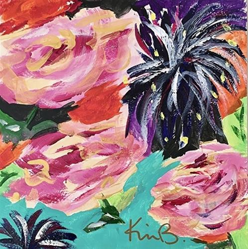 "Gold Roses - Pink Roses3F" original fine art by Kimberly Balentine "Gold Roses - Pink Roses3F" original fine art by Kimberly Balentine