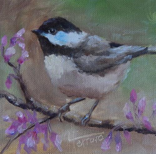 "Chickadee" original fine art by Lina Ferrara "Chickadee" original fine art by Lina Ferrara