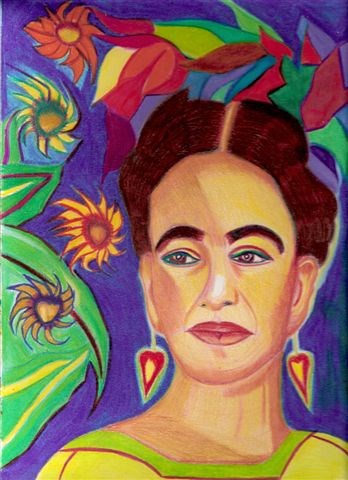 "Frida and the Floating Sunflowers" original fine art by Terri Brown-Davidson "Frida and the Floating Sunflowers" original fine art by Terri Brown-Davidson