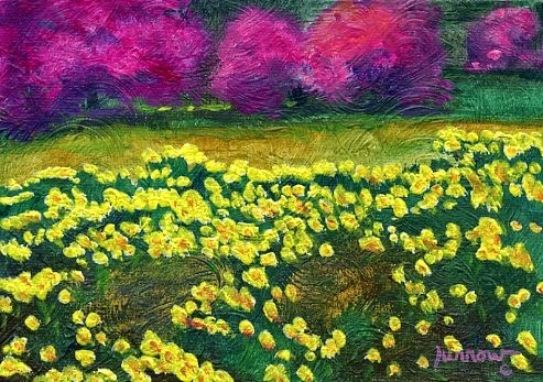 "ORIGINAL LANDSCAPE PAINTING - GARRETT'S FARM IN THE SPRING" original fine art by Sue Furrow "ORIGINAL LANDSCAPE PAINTING - GARRETT'S FARM IN THE SPRING" original fine art by Sue Furrow