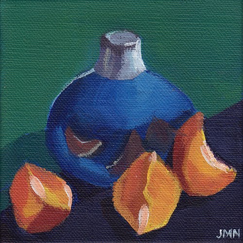 "Clementines: Blue Vase" original fine art by J M Needham "Clementines: Blue Vase" original fine art by J M Needham