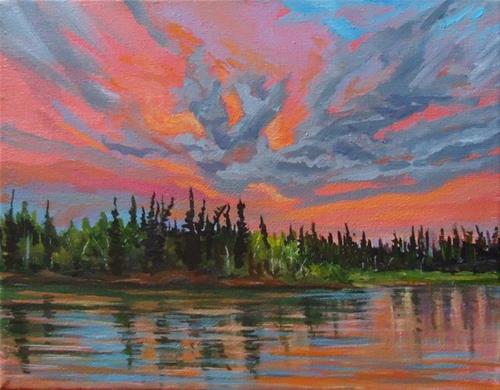 "Sunset Cloudburst, the South Canol" original fine art by Jackie Irvine "Sunset Cloudburst, the South Canol" original fine art by Jackie Irvine