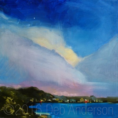 "Oil Painting: Cottage Clouds" original fine art by Deb Anderson "Oil Painting: Cottage Clouds" original fine art by Deb Anderson