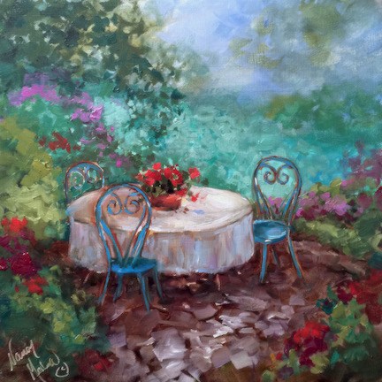 "Le Jardin Cafe" original fine art by Nancy Medina "Le Jardin Cafe" original fine art by Nancy Medina